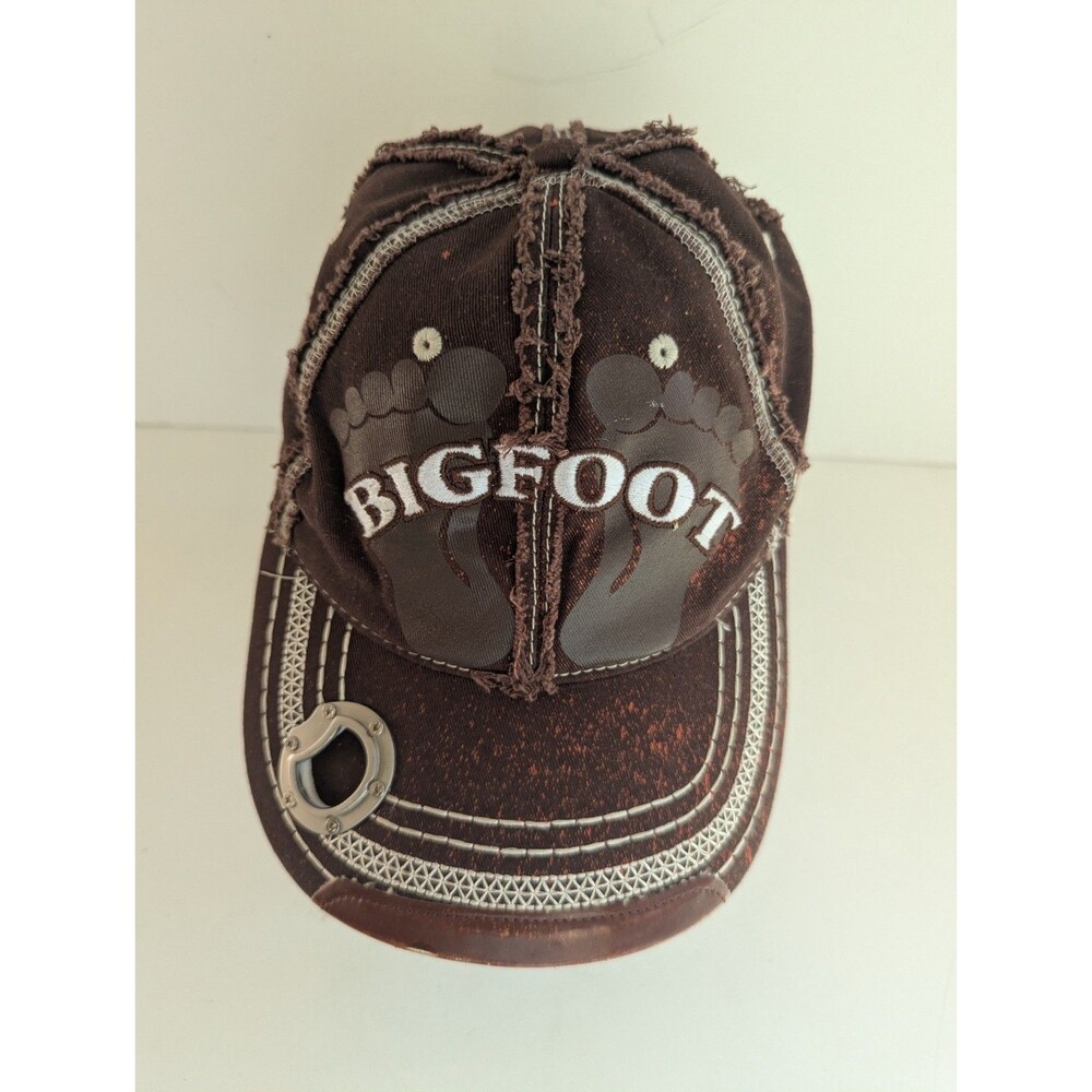 Vtg Bigfoot Sasquatch Dad Hat Cap Style Adjustable Strap Bottle Opener Bill
